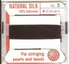 2 Meters of #3 Black Griffin Silk Cord with Fixed Needle